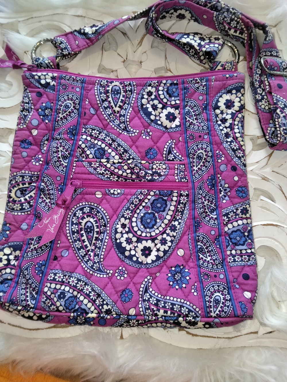 Vera Bradley Purple Paisley Quilted Crossbody Bag
